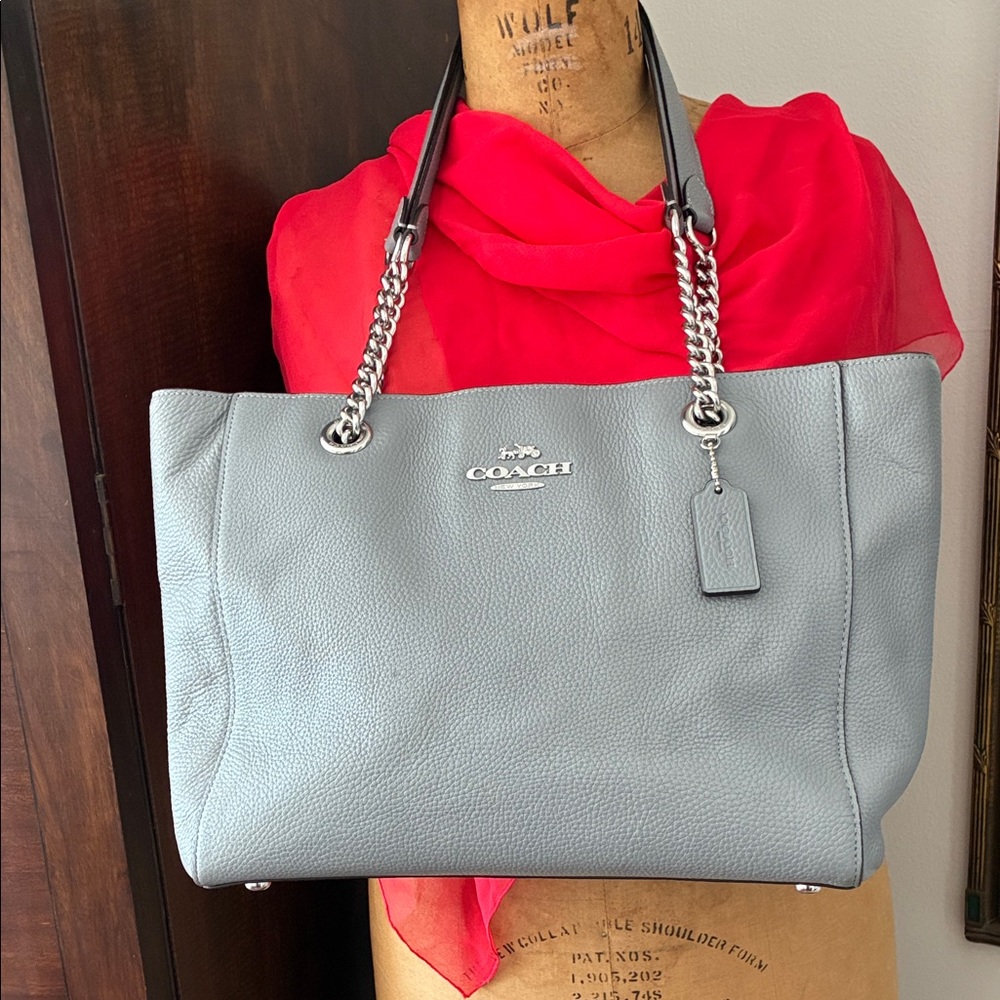 Coach Blue/grey Leather Tote Bag